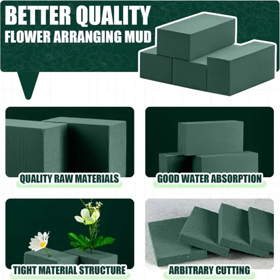 4Pcs Floral Foam - (7.8" L x 3.5" W x 2.4" H) Flower Foam Blocks {3}