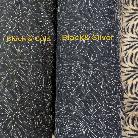 1 Yard Black Velvet Flocking Lace Glitter Mesh Fabric with Stretch 100 Percent Polyester 59/60 Inches Wide Black & Silver {1}