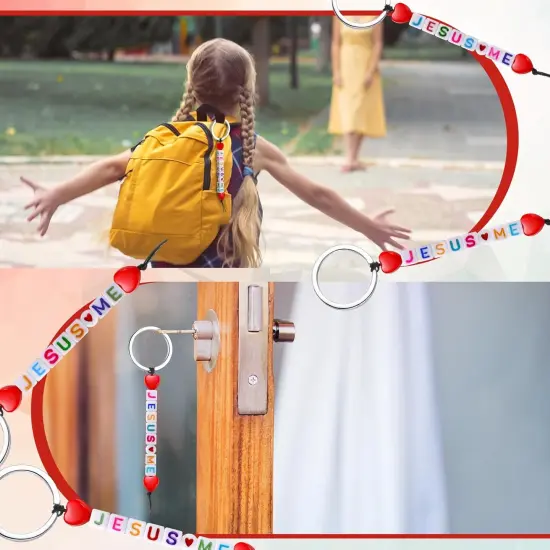 36 Sets Jesus Loves Me Beads Key Chain Crafts Kit for Jewelry Making {4}