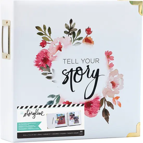 Heidi Swapp Storyline2 D-Ring Album 8.5"X11"-White Floral {3}