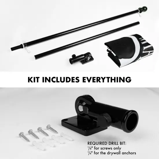 G128 - 5 Feet Tangle Free Spinning Flagpole (Black) POW/MIA Flag Double Sided Brass Grommets Embroidered 2x3 ft (Flag Included) Aluminum Flag Pole {2}