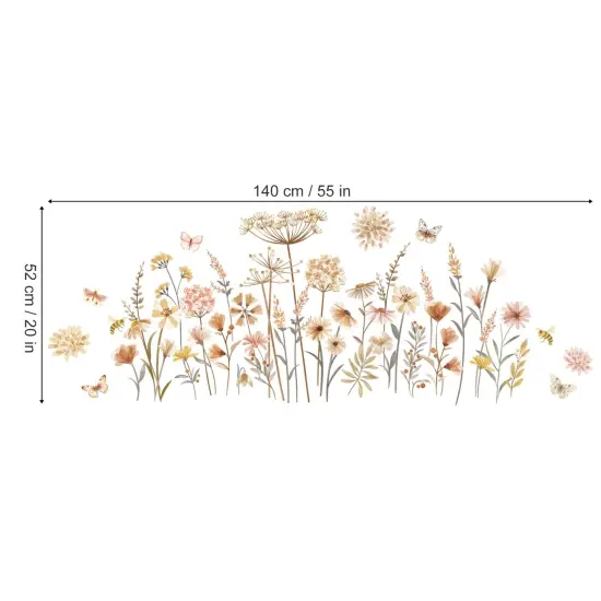 decalmile Boho Flower Wall Decals Wildflower Floral Dandelion Grass Wall Stickers Baby Nursery Girls Bedroom Kids Room Wall Decor {4}
