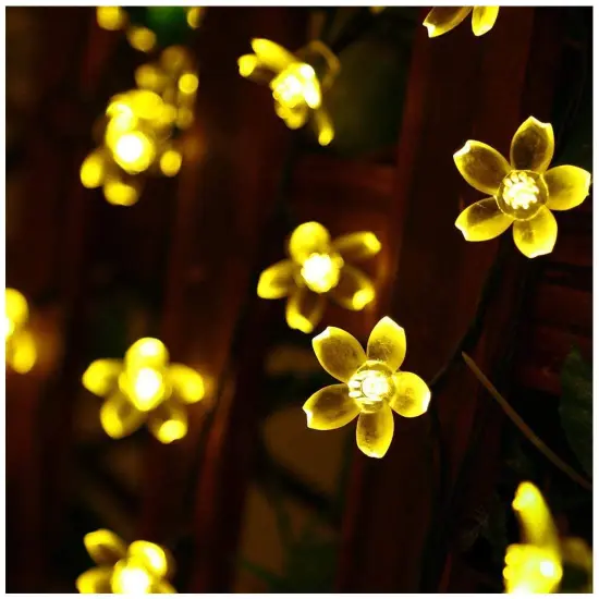 SEMILITS Outdoor Solar String Lights 50LED Flower Shaped Solar Fairy Lights for Christmas Garden Decoration Warm White {1}