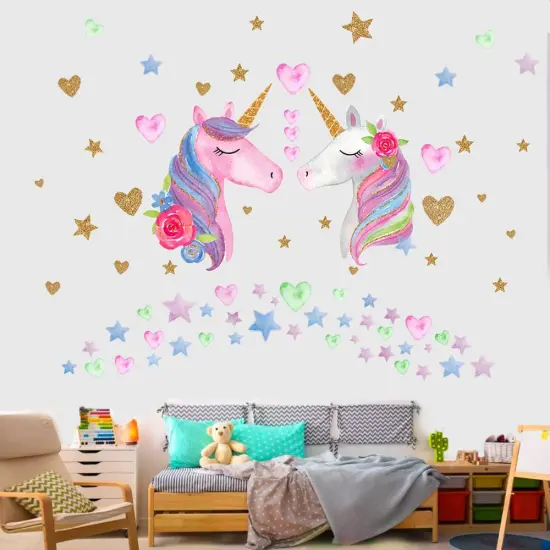 Unicorn Wall Decal,Large Size Unicorn Wall Sticker Decor for Gilrs Kids Bedroom Birthday Party {6}