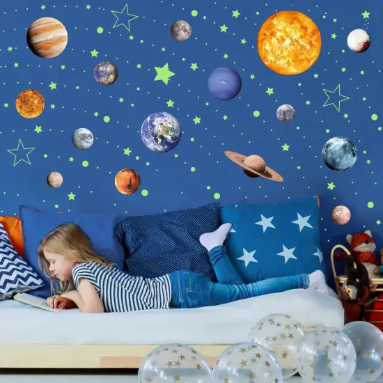 Solar System Wall Decals Glow in The Dark Stars 780 PCS, Glowing Planets Stickers for Ceiling, Nursery Wall Stickers for Bedroom, Kids Room Decorations (Green) {2}
