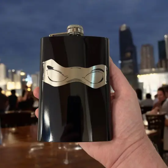 8oz BLACK Ninja Mask Flask {5}