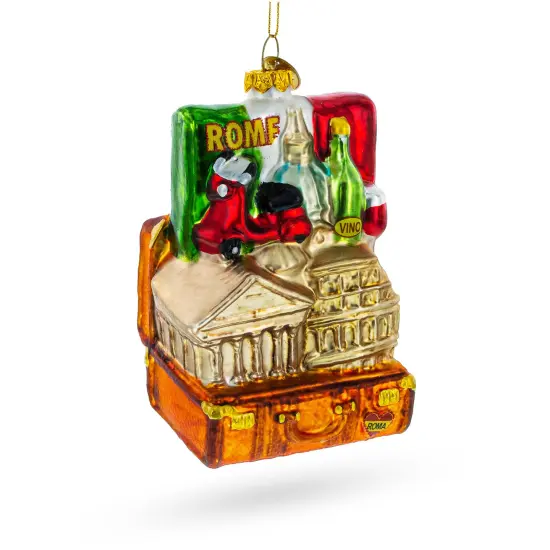 Landmarks of Rome, Italy Glass Christmas Ornament {3}