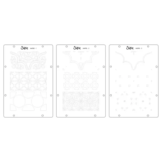 Sizzix Clear stamp Set 18/Pkg W/ Stencils 3/PKg By Vic Von S-Geometric {1}