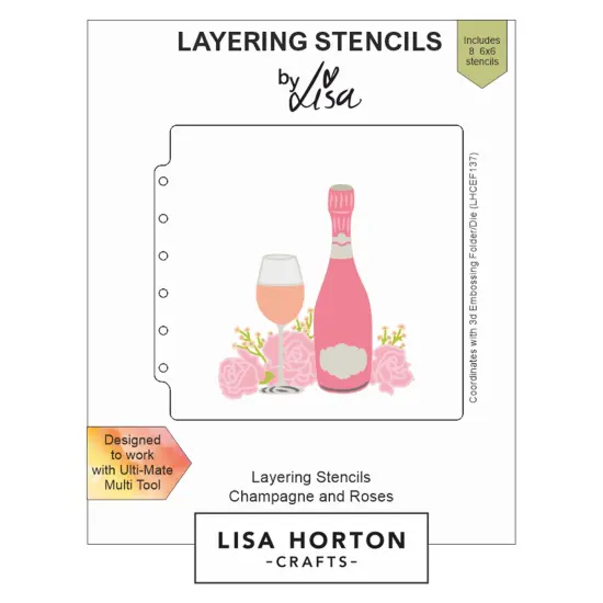 Lisa Horton Crafts Layering Stencils-Champagne And Roses {1}