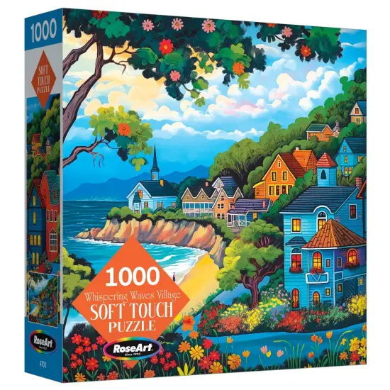 RoseArt Soft Touch Jigsaw Puzzle 1000 Pieces 19.25"X26.625"-Whispering Waves Village {1}