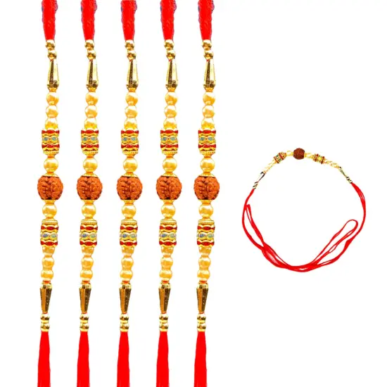 Wholesale 5, 10 Rudraksh Rakhi for Brother, Poojan Thread, Rakhri, Rakhi Bracelet, Raksha Bandhan, Rakshabandhan, Rakhdi, Usa Seller {1}