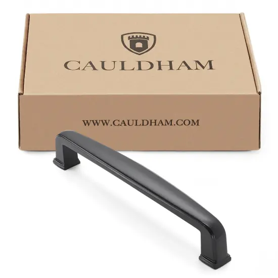 Cauldham Solid Kitchen Cabinet Handles (5" Hole Centers) - Drawer/Door Hardware - Style T765 - Matte Black {4}