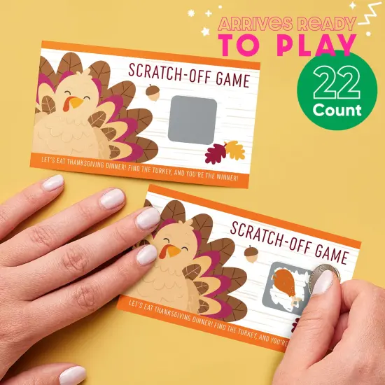 Big Dot of Happiness Fall Turkey Scratchers, Fun Happy Thanksgiving Dinner Party Family-Friendly Activity, Party Game Scratch Off Cards - 22 Count {3}