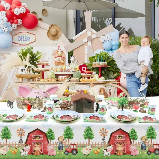 3 Pieces Farm Animal Rectangular Plastic Table Cover {3}