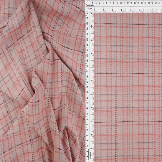 1 Yard Knit Jacquard Plaid Fabric, 230 GSM Polyester Rayon Spandex Blend 58/60" Width ROSE {1}