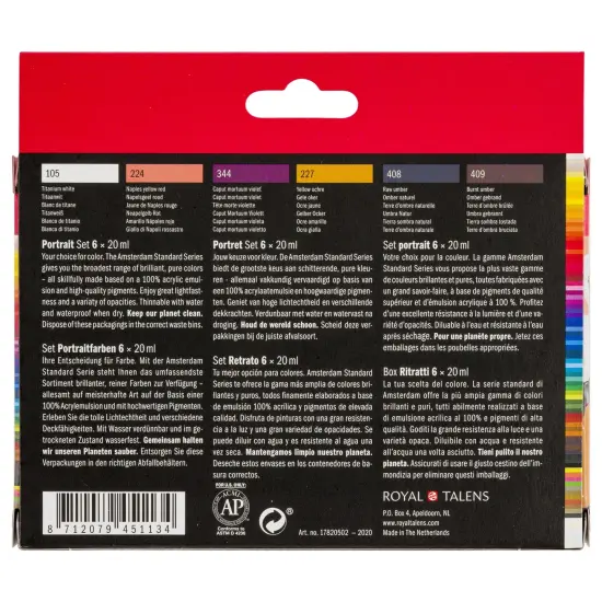 Amsterdam Standard Acrylic Paint Set 20ml 6/Pkg-Portrait {4}