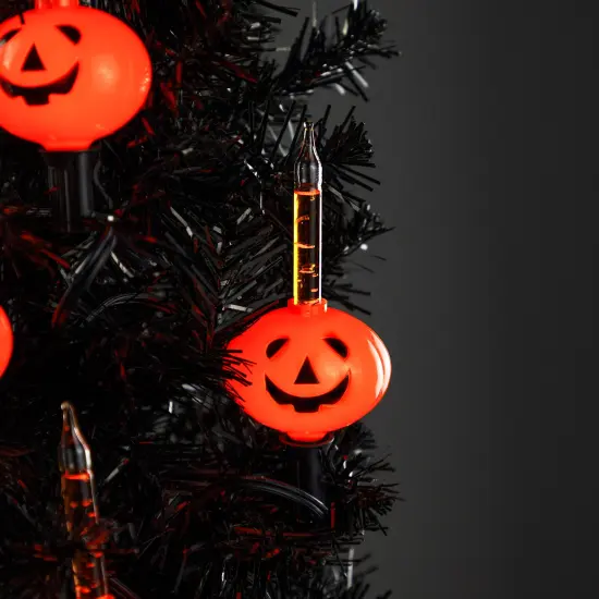 Northlight Jack O' Lantern Halloween Bubble Lights - 6' - Black Wire - 7ct Orange {3}