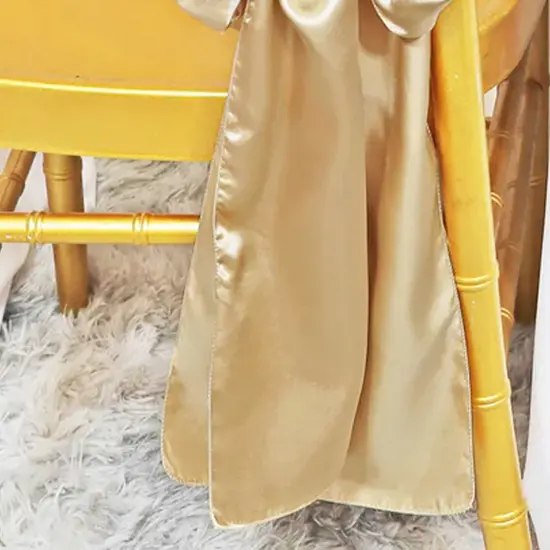 10 Pieces Champagne Satin Chair Sashes 8"x108" Elegant Event Decor {4}