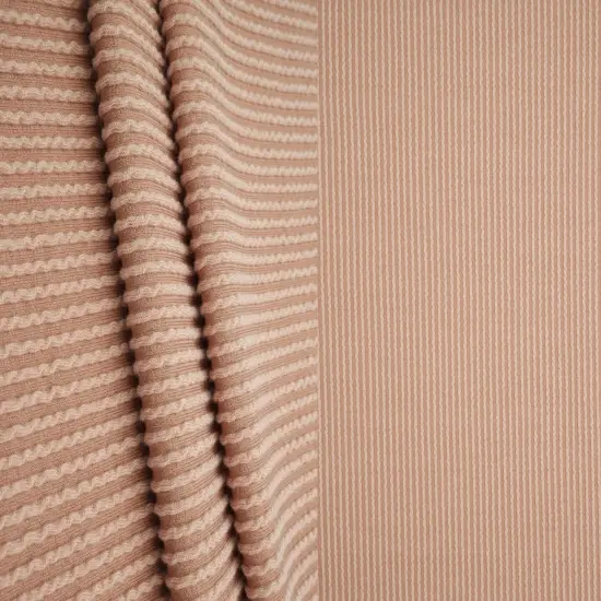 1 Yard Knit Jacquard Rib Fabric Polyester Rayon Spandex Stretch 52" Wide Latte {1}
