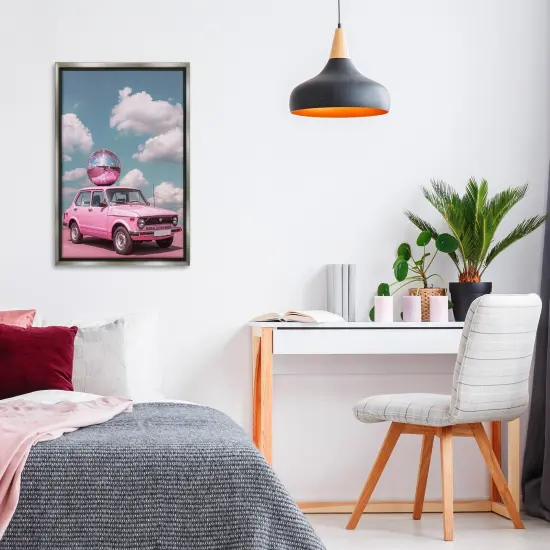 Stupell Industries Disco Ball Car & Clouds Floating Frame Design by LSR Design Studio {2}