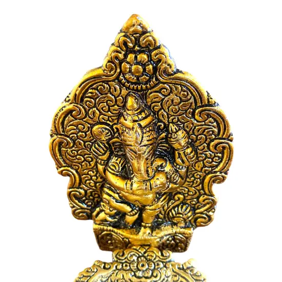 Ganesha Brass Finish Diya for Puja God Ganesh Idol Oil Lamp Deepam Akhand Jyot Kuber Deepak Diwali Home Decorations Mandir Temple Decor Vilakku Deepawali Housewarming Wedding Return Gifts {6}