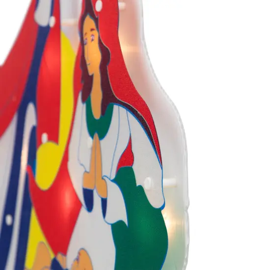 Northlight 17.75" Lighted Holy Family Nativity Scene Christmas Window Silhouette Red {7}