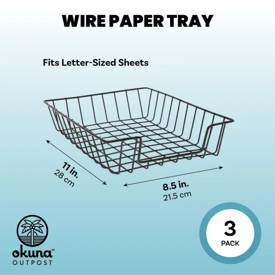 Wire Desk Tray Organizers for Letter-Size Paper, Black Baskets for Classroom, Versatile Storage Solution (3 Pack) {3}