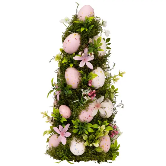 Northlight Floral and Foliage Easter Egg Tree - 14" - Pink and White {3}
