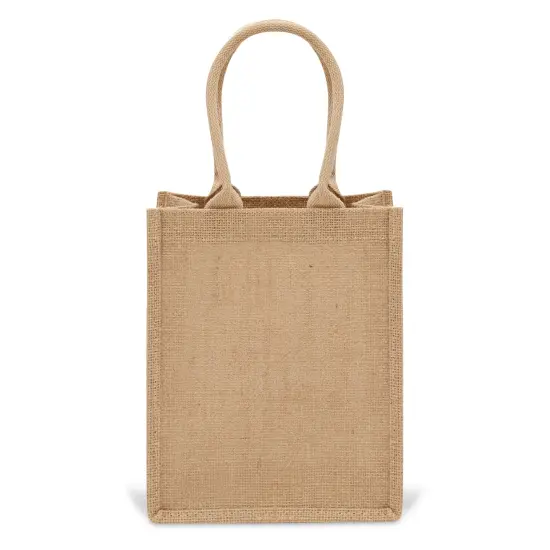 12 Pack of Natural Burlap Tote Bags with Handles 8 x 10 x 4 Inches for Groceries, Shopping, Beach, DIY Crafts, Art Projects, Bachelorette Party, Reusable Bulk Set Brown {6}