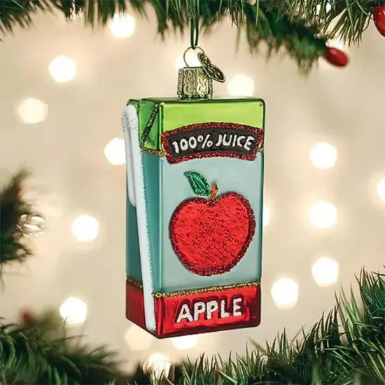 Old World Christmas 3.5 Inch Apple Juice Box Tree Ornament , Ornament Sweet Drink Multicolored {4}