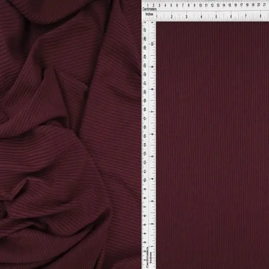 1 Yard 4x2 Rib Solid Knit Fabric 52/54&Prime; Wide Poly Rayon Spandex Blend Stretchy Knit Burgundy {1}