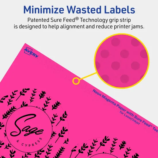 Avery Neon Magenta Paper Labels, 3.5" Diameter Round {4}