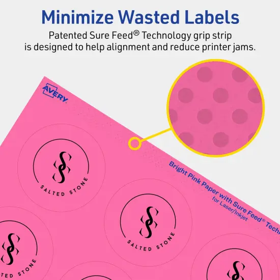 Avery Bright Pink Paper Labels, 2.25" Diameter Round {4}