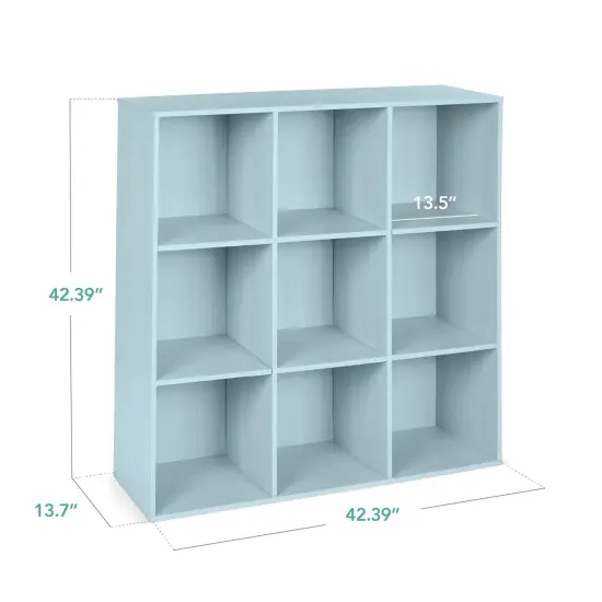 Best Choice Products 9-Cube Bookshelf, 13.5in Display Storage System, Organizer w/ Removable Back Panels Light Blue {2}