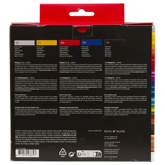 Amsterdam Standard Acrylic Paint Set 120ml 5/Pkg-Primary {4}