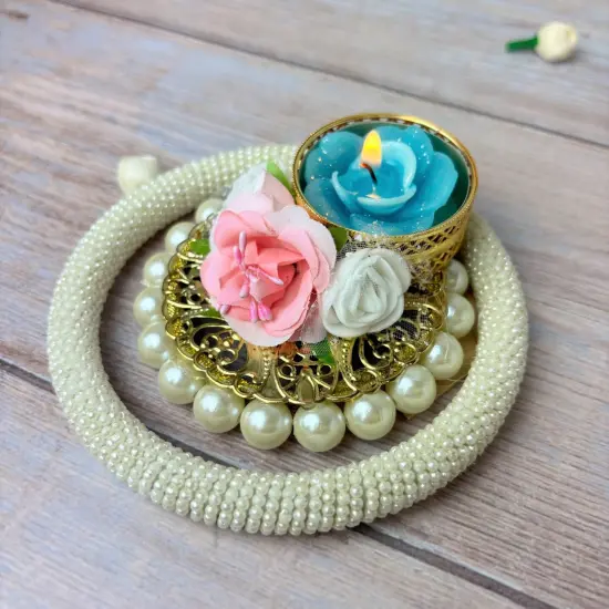 Rose Pearl Tealight Candle Holders &ndash; Rangoli Indian Diya T-light Stand for Centerpiece, Dining Table, Home & Temple Decor &ndash; Diwali, Christmas, Thanksgiving & Housewarming Gift {2}