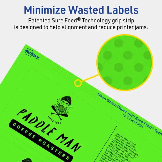 Avery Neon Green Paper Labels, 3" x 7" Rectangle {4}