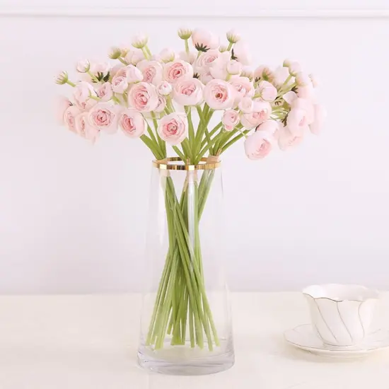 24Pcs Ranunculus Artificial Flower Floral Arrangement (Light Pink) {2}