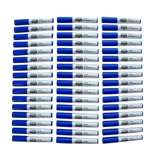 School Smart Dry Erase Pen Style Markers, Fine Tip, Blue, Pack of 48 {3}