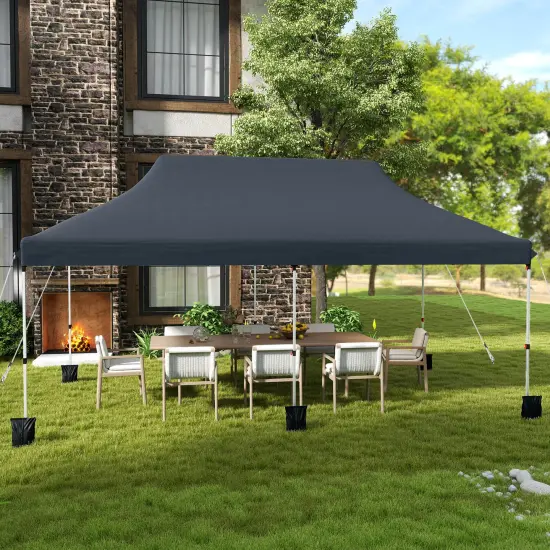 Costway 10 x 20 FT Pop-up Canopy UPF50+ Sun Protection Tent with Carrying Bag Blue/Black/Grey/White/Pink {4}