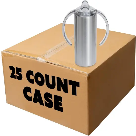 Makerflo 12 oz Stainless Steel Straight Sippy Cup Duo with Clear & Hard Plastic Sippy Lid with Handles, Craft-Ready for DIY Gifts & Personalization (Epoxy, UV DTF, and Laser Engraving) {1}