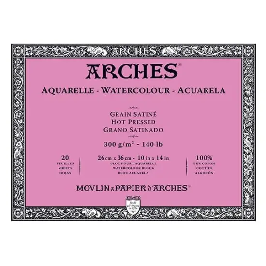 Arches Artist Watercolor Blocks, 140 lb Hot Press Block 10x14" (20 Sheets) {1}