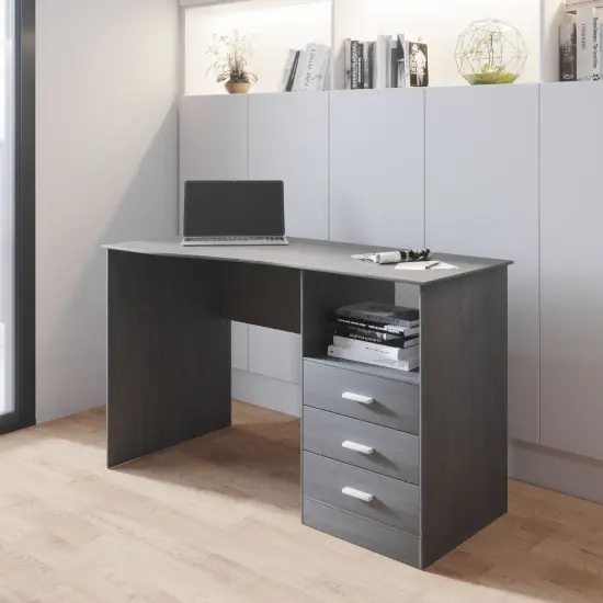 Techni Office Solutions 39" Gray Unique Techni Mobili Classic Computer Desk with Multiple Drawers {6}
