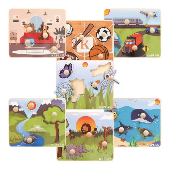 Kaplan Early Learning Company Kaplan Jumbo Knob Puzzles - Set of 7 {1}