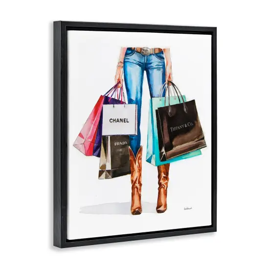 Stupell Industries Shopping Bags Cowgirl Floater Framed Canvas Wall Art Design by Amanda Greenwood {3}