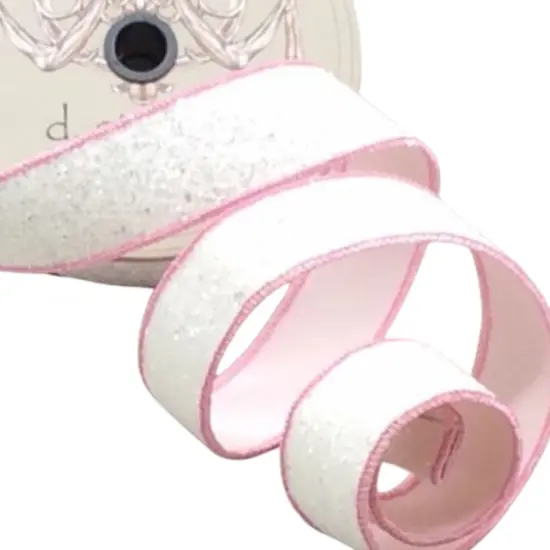 1.5" Sugar Plum Glitter Ribbon: Whispy White (10 Yards) {2}