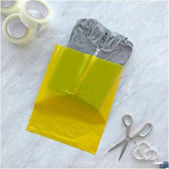 Plymor 12" x 15", Yellow 2 Mil Flat Open Plastic Poly Bags {4}