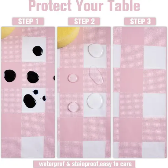 3 Packs Pink and White Checkered Tablecloths {3}