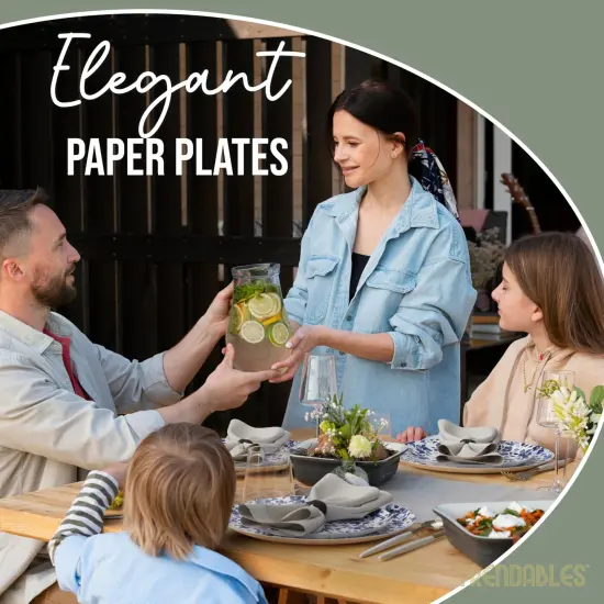 Earthtrends Heavy Duty Paper Plates for parties &ndash; Includes 8-Inch Paper Dessert Plates and 10-Inch Paper Dinner Plates &ndash; Disposable Floral Paper Plates for Parties, Weddings, Events, BBQs, Birthdays, Catering, Holidays &ndash; Elegant Tableware Set Bluebelle 32 {6}