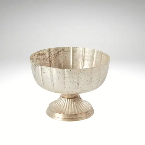 7.75" Champagne Metal Compote Bowl – Pedestal Floral Vase for Wedding Centerpieces & Home Decor-72010-61 {2}